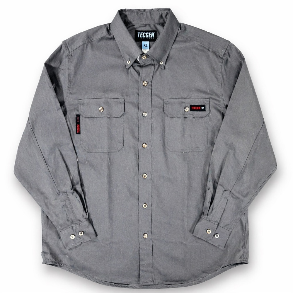 TECGEN FR Work Shirt XL HRC 2 Arc Flash Utility Gray NEW